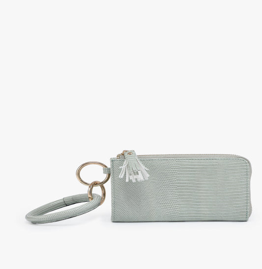 Pale Teal Lizard Wristlet Wallet