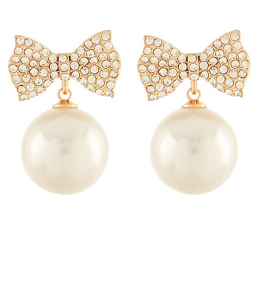 Ribbon Pearl Drop Earrings