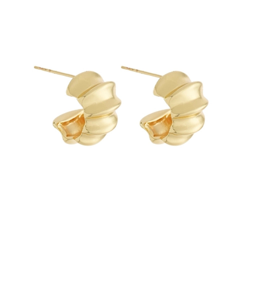 Gold Wide Textured Hoops