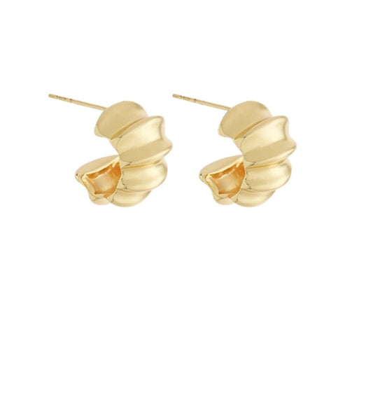 Gold Wide Textured Hoops