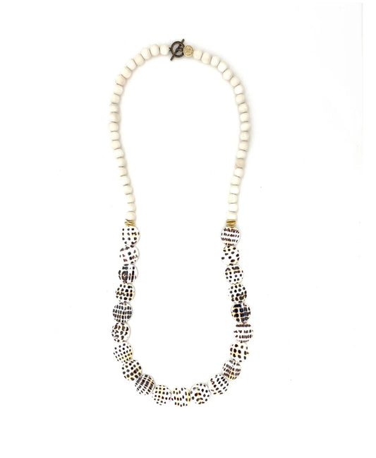 Brown/White Speckled Bead Necklace