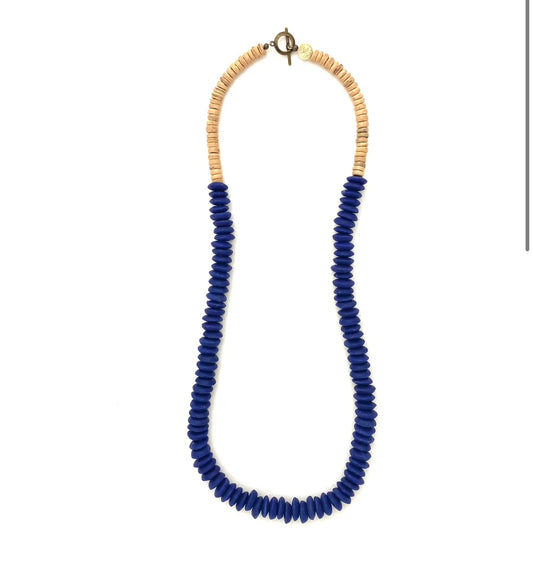 Navy Long Bead Necklace