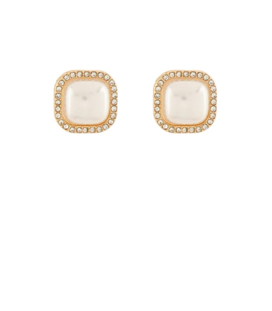 Cream Square Dome Earrings