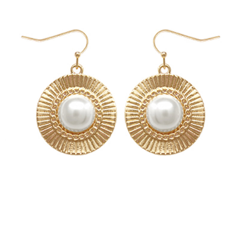 Disc & Pearl Dangle Earrings