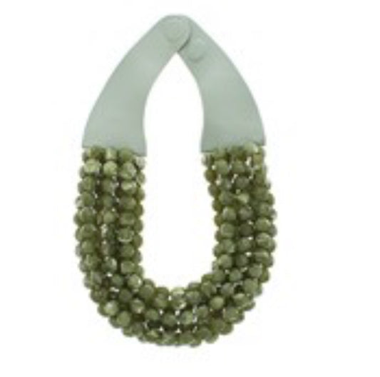 Olive Agate Bead Necklace