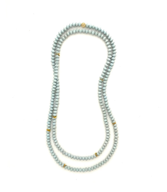 Light Blue Bead Wrap Necklace