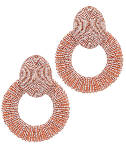 Dusty Coral Fabric Wrapped Earrings