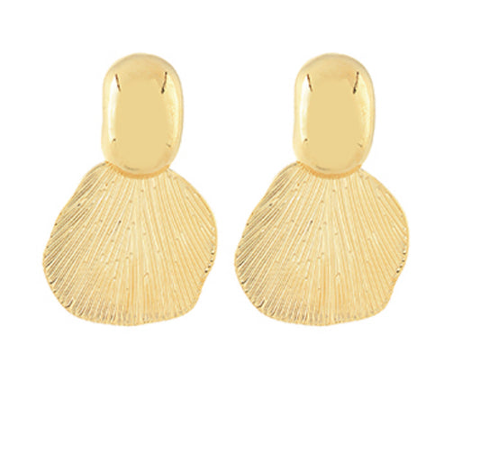 Oval & Textured Shell Drop Earrings