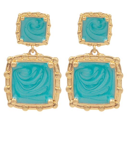 Double Square Drop Earrings