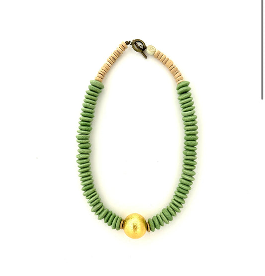 Sage Green Stone Bead Necklace