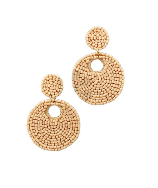 Natural Beaded Disk Earrings