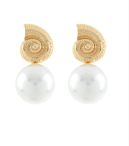 Ammonite & Pearl Earrings