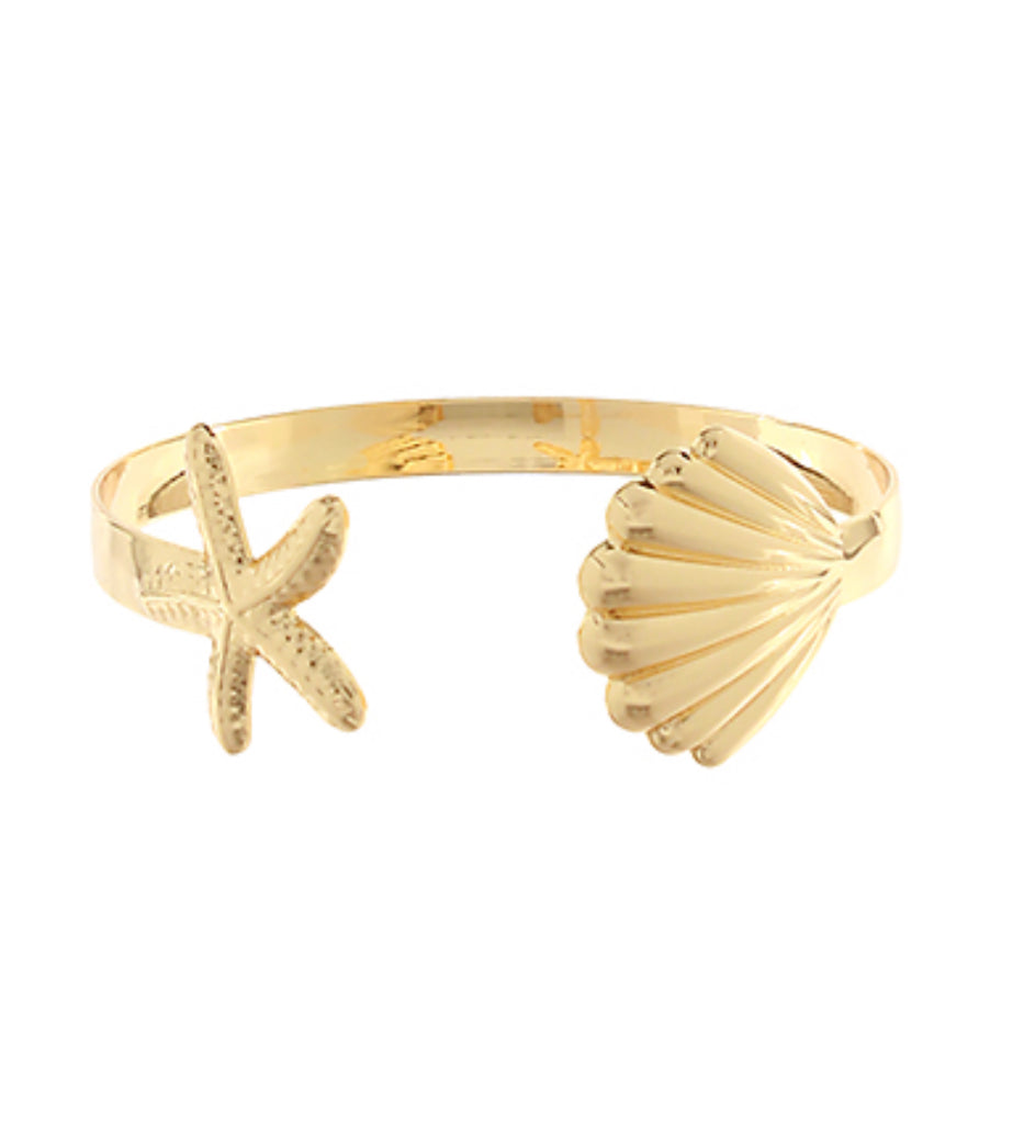 Gold Starfish & Shell Cuff