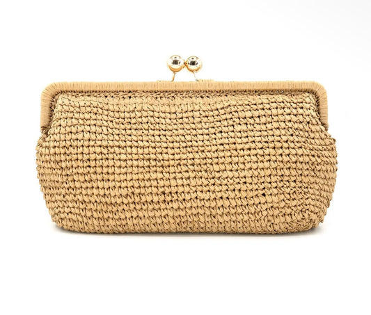 Dark Brown Grass Woven Clutch