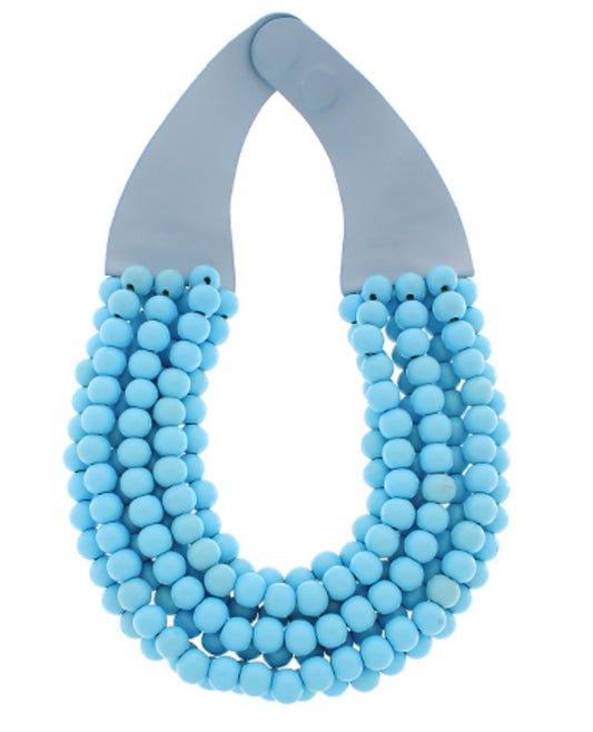 Blue Wood Bead Necklace