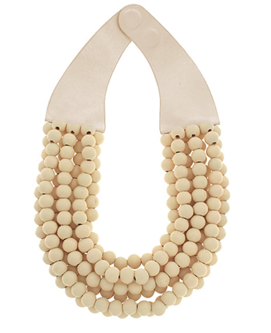 Ivory Wood Beaded Necklace