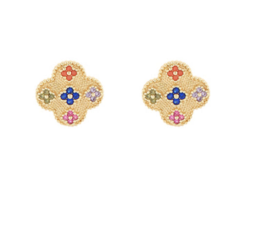 Multicolor Clover Studs