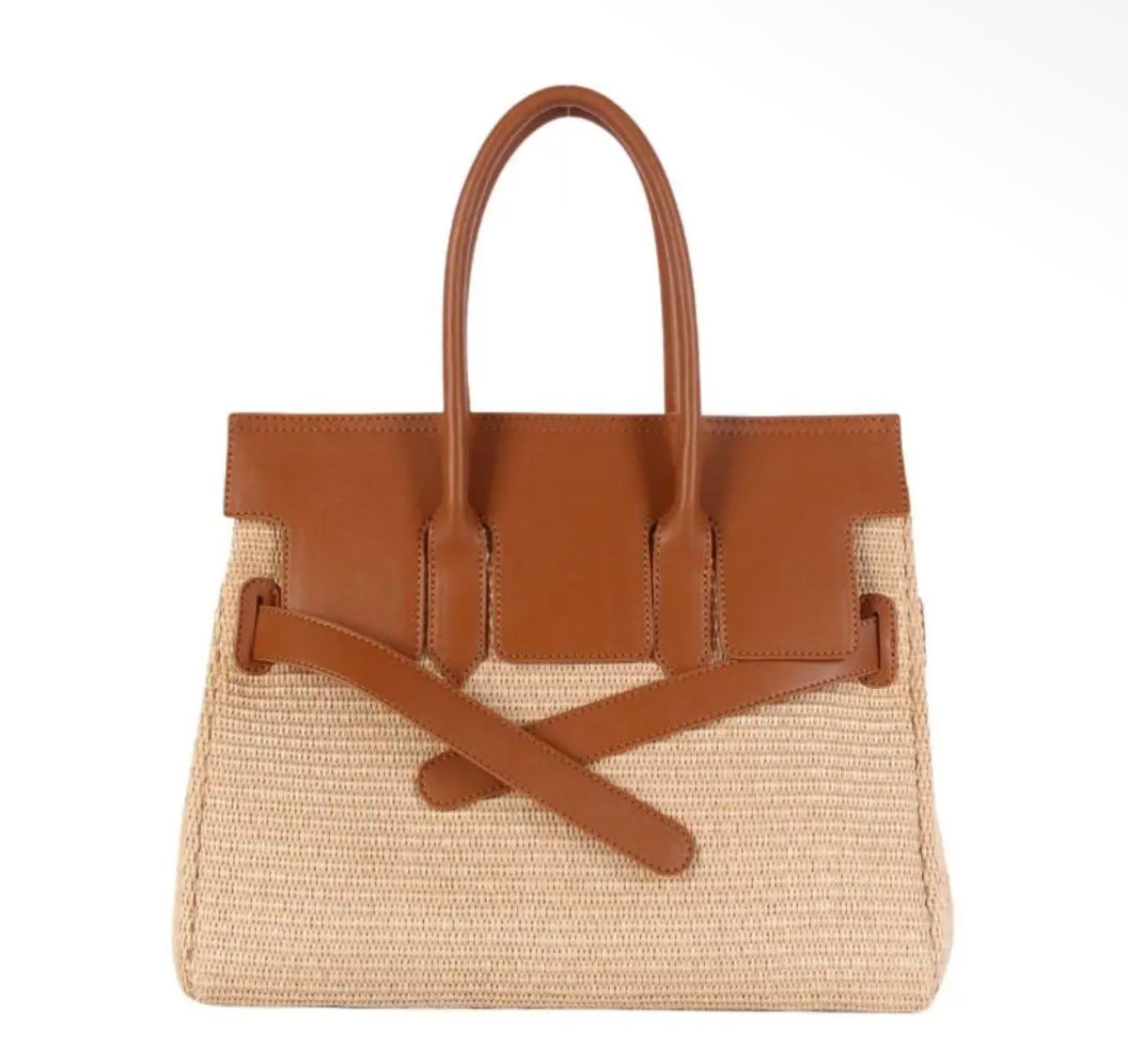 The Stella Soft Straw Camel Handbag
