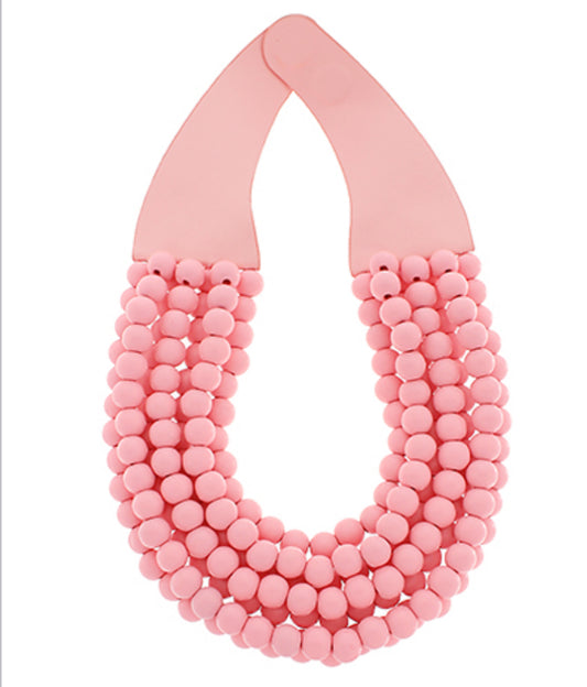 Pink Wood Bead Necklace