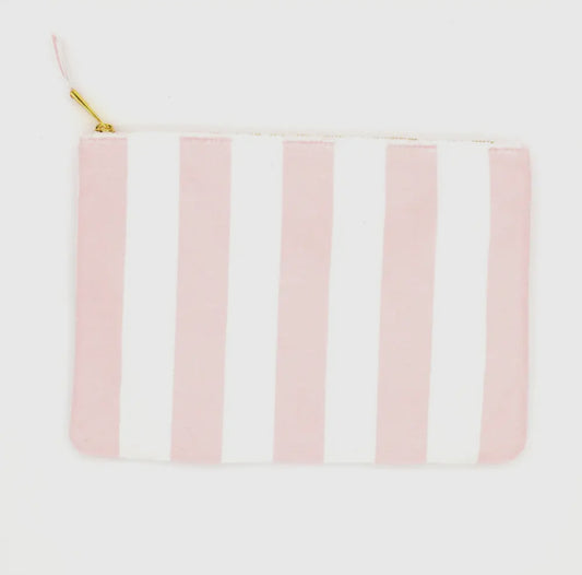 Pink Striped Zip Pouch