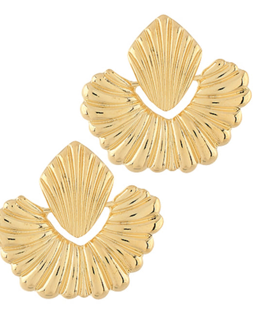 Textured Shell Shape Earrings