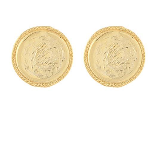 Hammered Brass Circle Studs