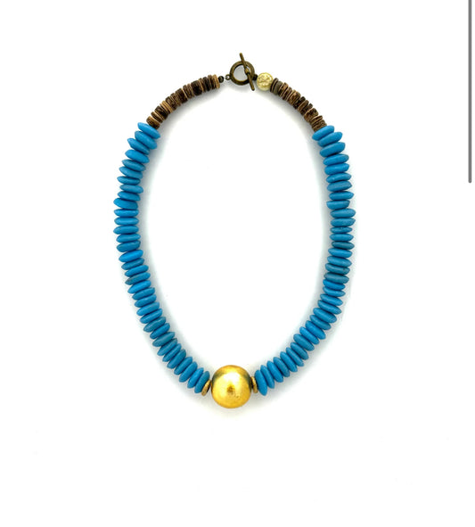 Aqua Stone Bead Necklace