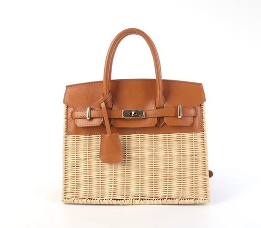 Margo Camel Wicker Handbag