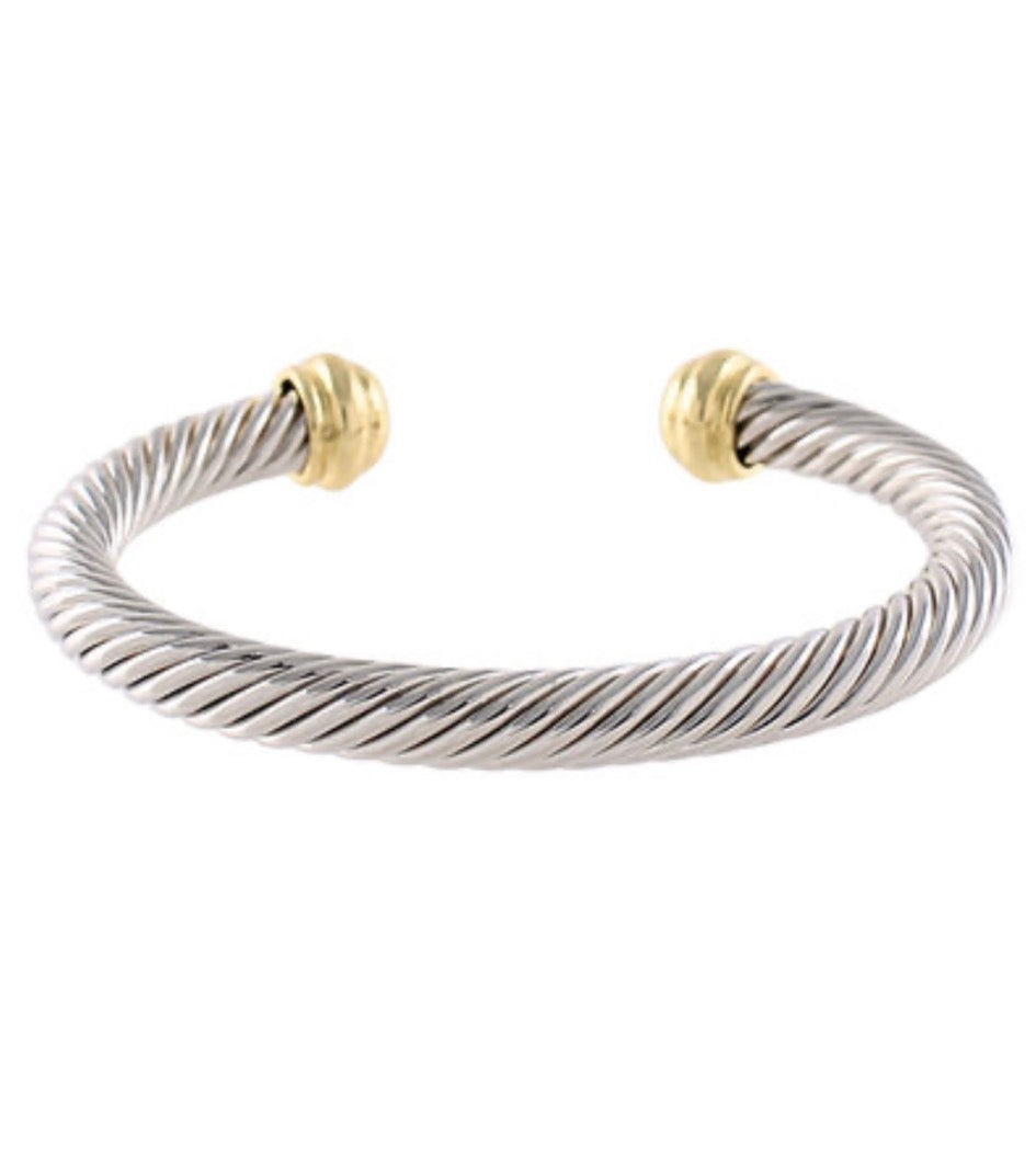 Mixed Metal Round Edge Cuff
