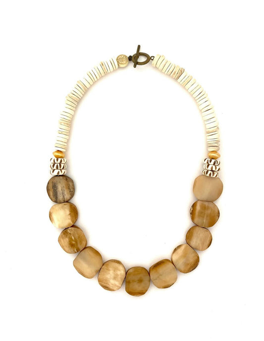 Brown/Ivory Speckled Bead Necklace