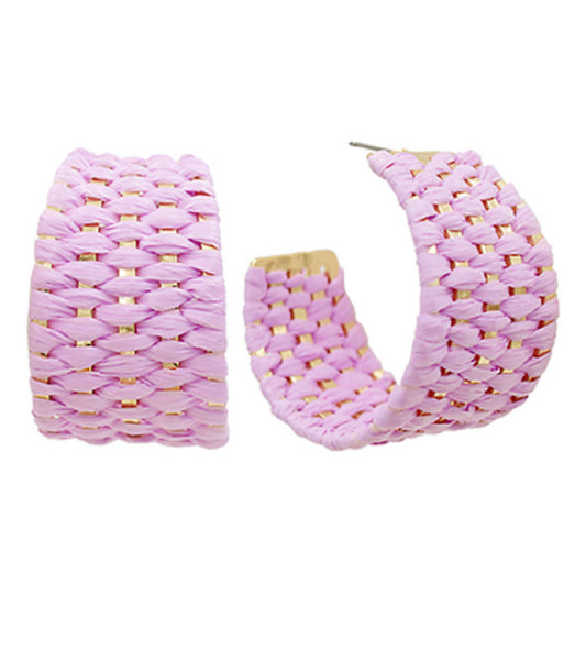 Lavender Raffia Hoops
