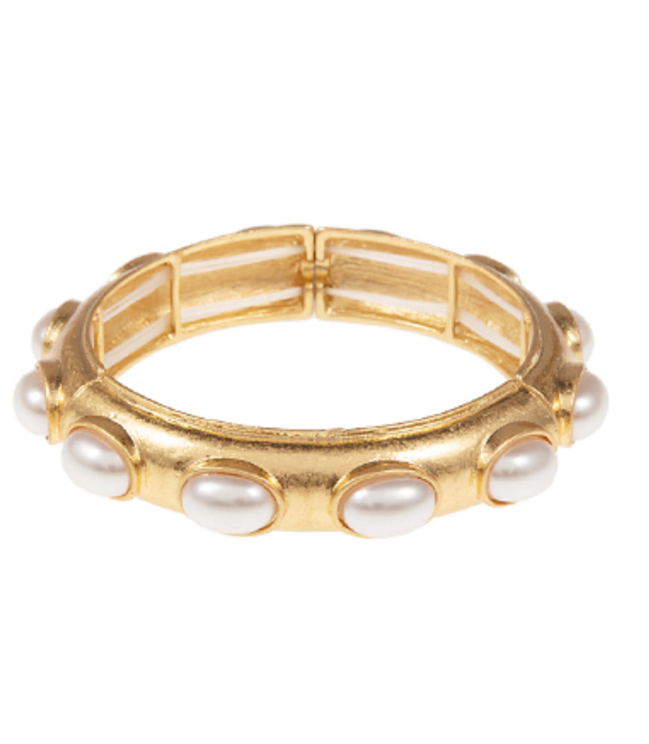 Vintage Inspired Gold Pearl Bracelet