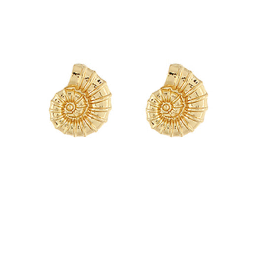 Gold Ammonite Stud