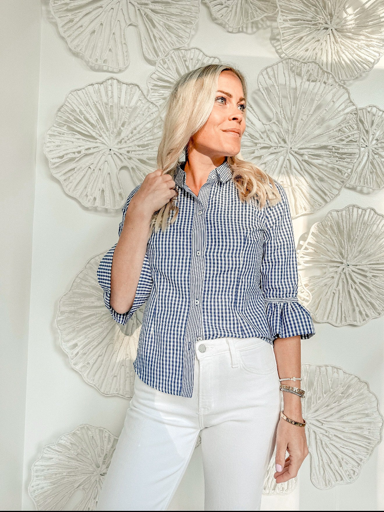 Gretchen Scott Navy Gingham Button Up
