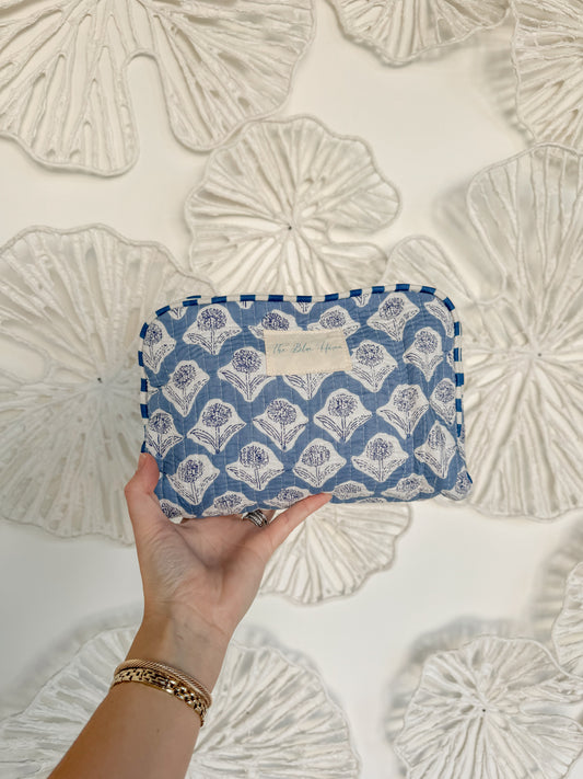 The Haven Rounded Makeup Block Print Bag