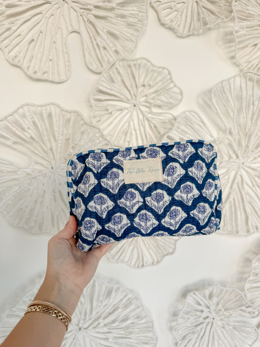 The Nina Rounded Makeup Block Print Bag