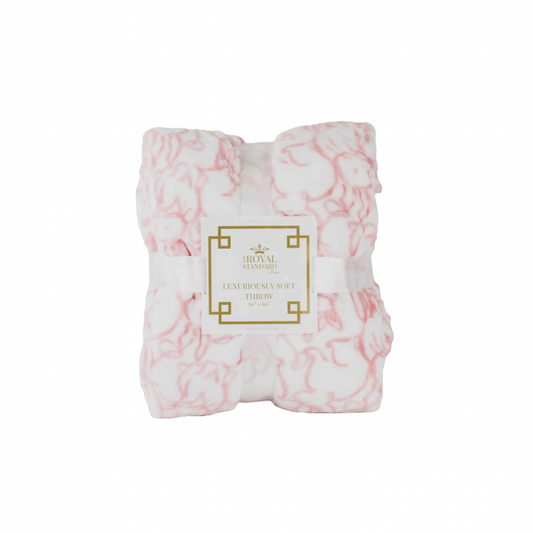 Pink Bunny Print Throw Blanket