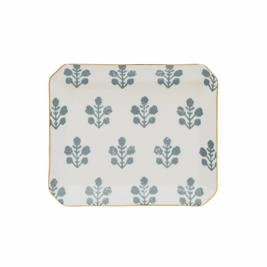 Dusty Blue Floral Trinket Tray