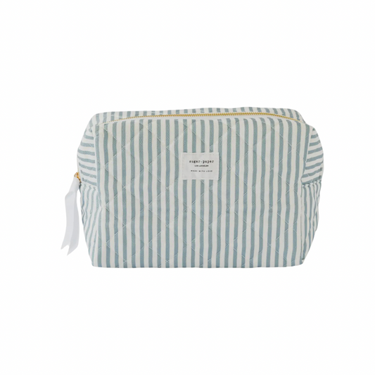 Large Blue Striped Cosmetic Bag