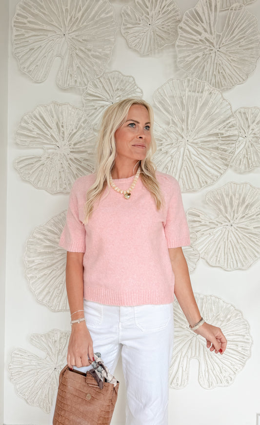 Soft Pink Short Sleeve Sweater
